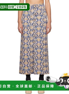 1h可退 香港直邮潮奢 GANNI 甘尼 女士 蓝色 & 黄色 Snake Printe