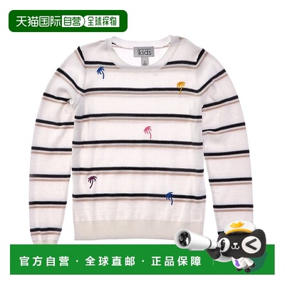 自营Autumn Cashmere Striped Embroidery Palm Sweater - white