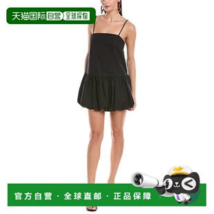 美国直发奥莱吊带 黑色 自营 Onia气泡亚麻混纺迷你连衣裙