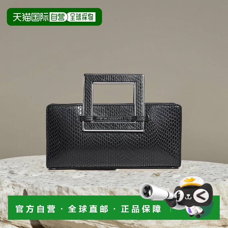 自营STAUD 女士 Shirley 金属手柄手拿包，黑色 - 黑色 美国奥莱