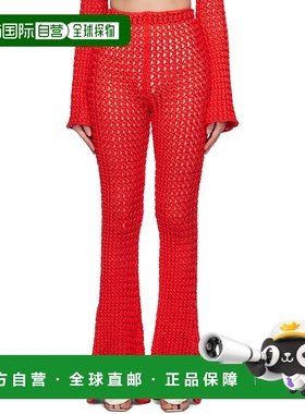 1h可退 香港直邮潮奢 Moschino 莫斯奇诺 女士 红色长裤 231EA038