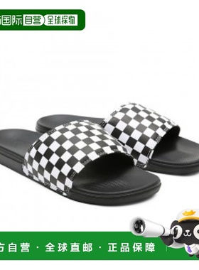 自营 Vans La Costa VA5HF527I男式拖鞋7黑色白色格子牛磨砂表带-