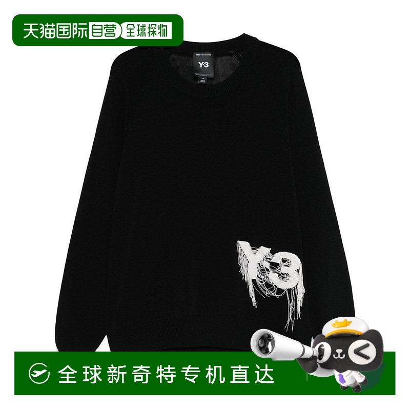 自营y-3Intarsia-Knit Black Crewneck Sweater - black 【美国奥