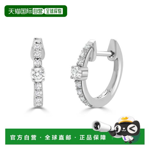 自营sabrina14K White Gold Diamond Huggie Earrings - white go