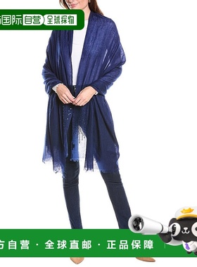 自营 sofiacashmere亮片羊绒围巾，蓝-蓝 美国奥莱直发