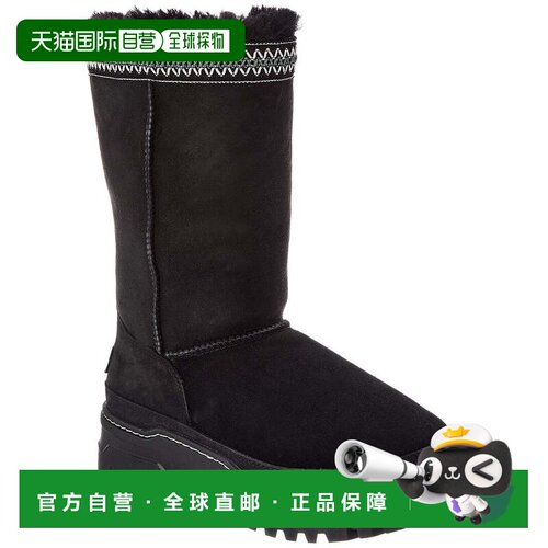 自营UGG W Classic Tall Trailgazer绒面革靴子-黑色 美国奥莱直
