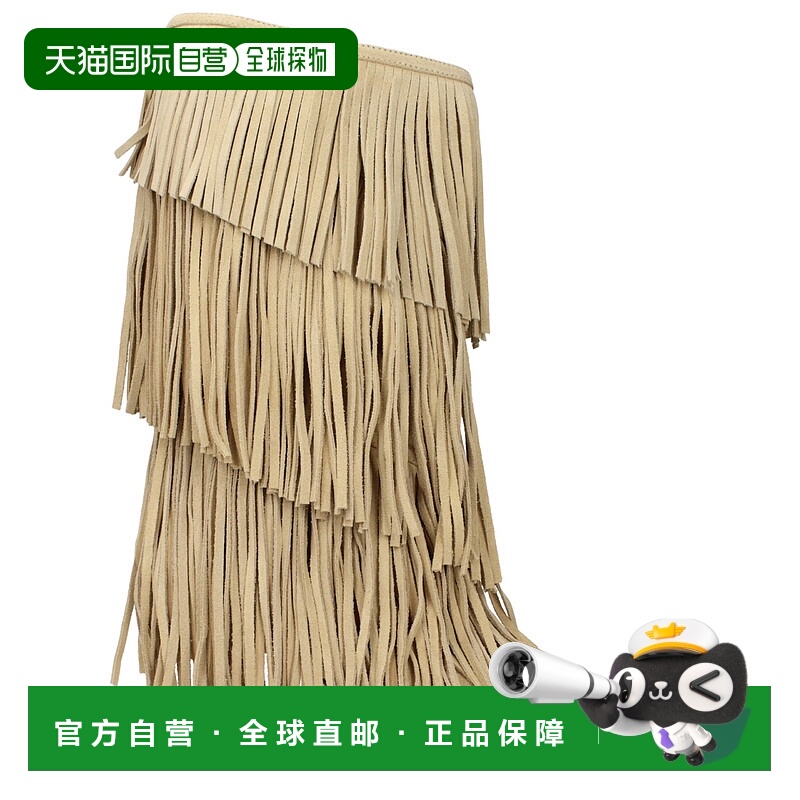 自营Paris Texas Leather Flat Women's Boots - beige 美国奥莱