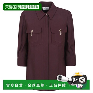 美国奥莱直发 黑色 自营elisabetta franchi紧身织粘胶乔其纱衬衫