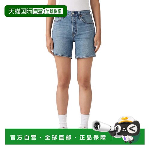 自营Levi's Premium 501大腿中段短裤女式笔环牛仔高腰GBO3815-蓝