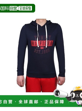 自营 Tommy Hilfiger 09T4260-004男式连帽衫灰色棉混纺长袖性能-