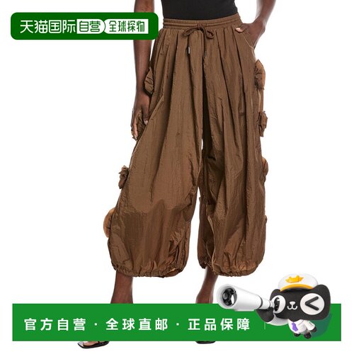自营Gracia Flower Applique Parachute Pant - brown 美国奥莱直