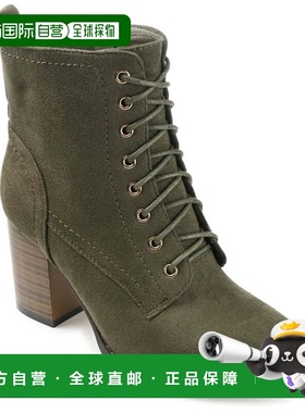 自营Journee Collection Baylor Boots Women's Green Suede Ankl