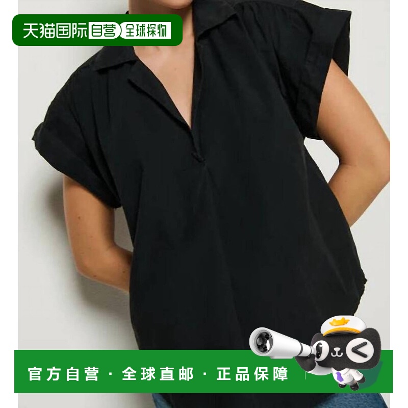 自营nation ltdElliot V领衬衫,深黑色-深黑色 美国奥莱直发