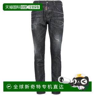 美国奥莱直发 自营 dsquared2修身 剪裁牛仔裤 黑色