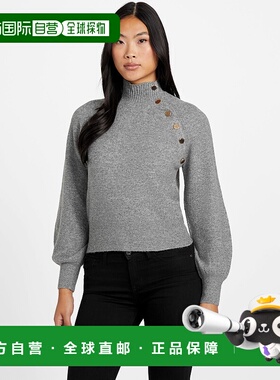 自营guessAngela Asymmetrical Button Sweater - gray 美国奥莱