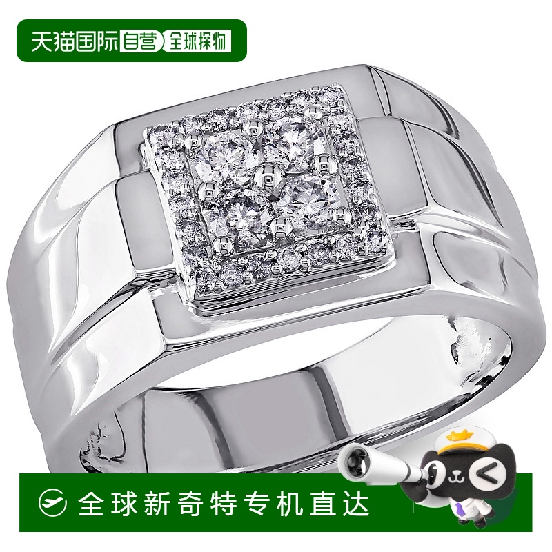 美国直邮Julianna B男士戒指白金不掉色个性优雅精致1/2 CT TW
