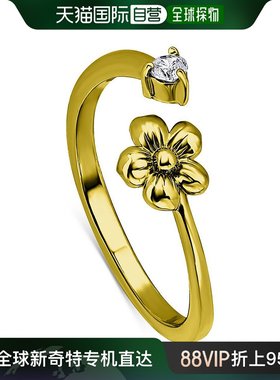 【美国直邮】giani bernini 通用 戒指纯银设计锆石镀金花朵