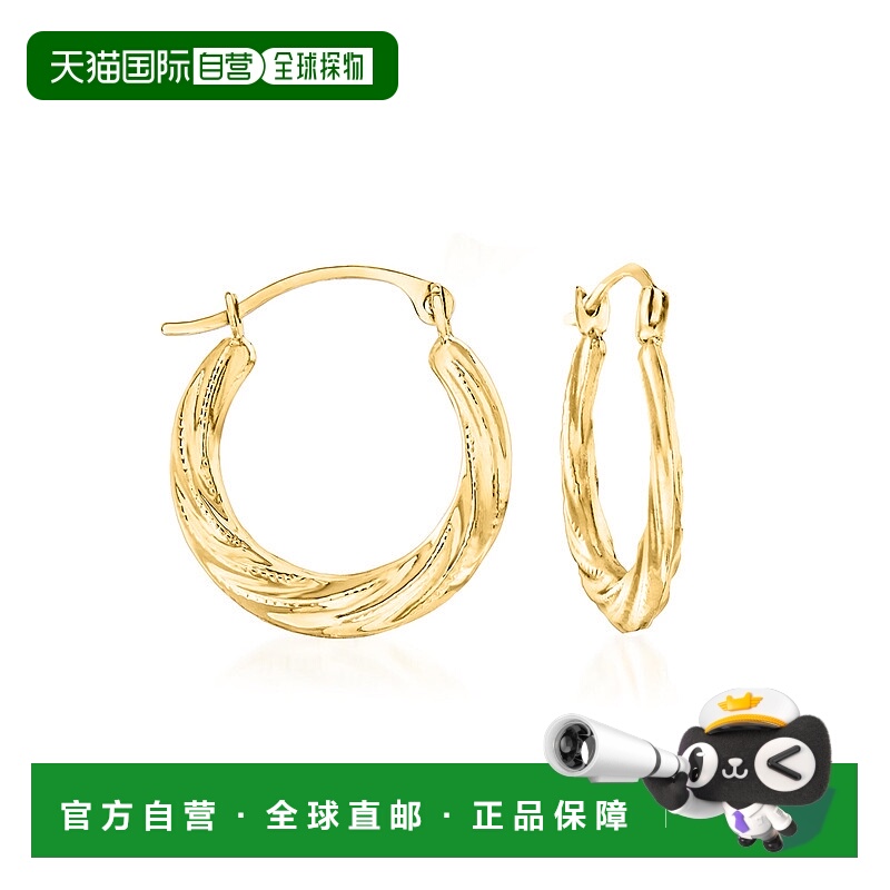 自营Ross-Simons 14kt Yellow Gold Small Twisted Hoop Earrings