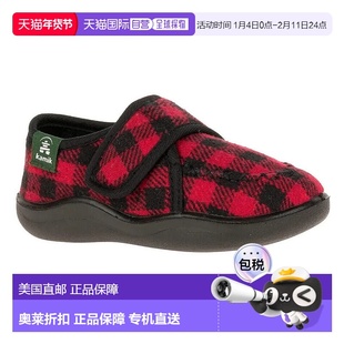 自营Kamik Cozylodge HK9004-REB Slippers Kids Red Plaid Moc T