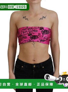 自营 John Galliano Chic Newspaper Print Cropped Women's Top