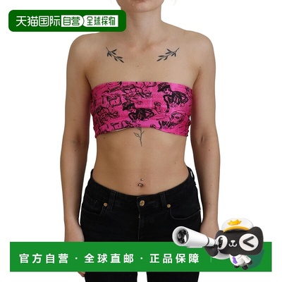 自营 John Galliano Chic Newspaper Print Cropped Women's Top