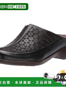自营Women's Easy Spirit Dusk Clog Black Leather Round Toe Sl