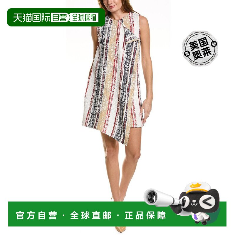 自营 Oscar de la Renta 粗花呢真丝衬里紧身连衣裙白色 美国奥莱