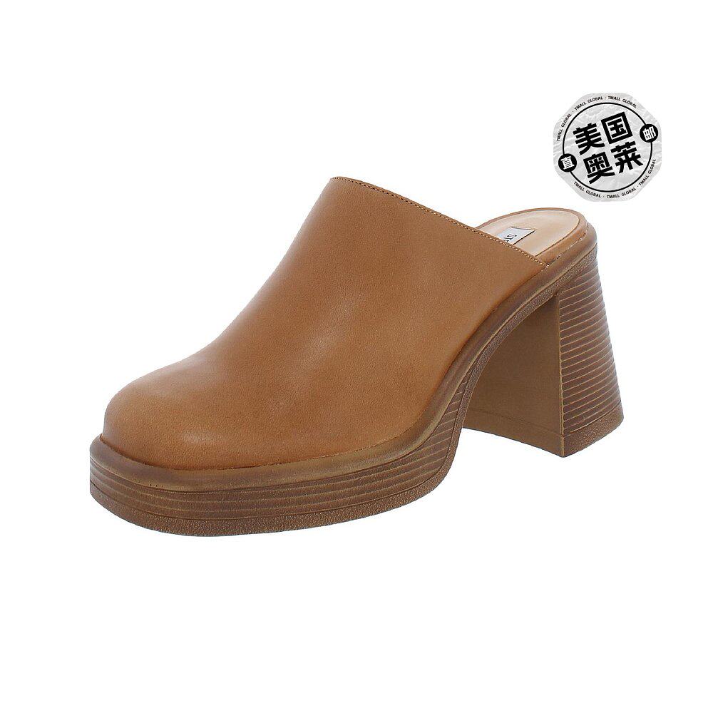 steve maddenflirtie 女式皮革厚底穆勒鞋 - 棕褐色皮革 【美国奥