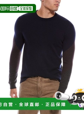 自营autumn cashmere秋季羊绒拼色圆领毛衣-蓝色 美国奥莱直发