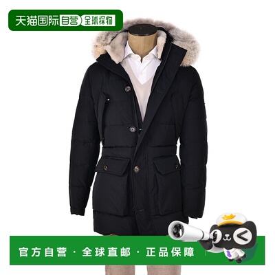 自营Eleventy Cotton-Wool Coat W/ Removable Coyote Fur Trim H