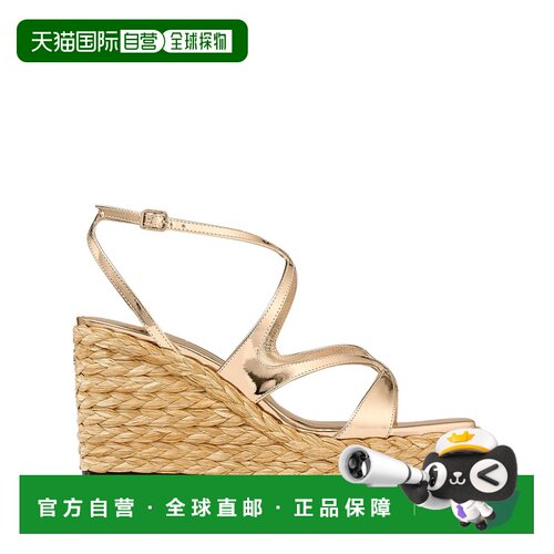 香港直邮Jimmy Choo 帆布草编鞋 AYLA 85 CUH GOLDA凉鞋女鞋