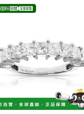 自营 vir jewels2 cttw 14K 白金公主方形钻石结婚戒指 - 白色 美