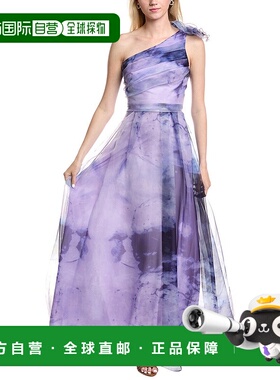 自营 Rene Ruiz单肩硬纱礼服-紫色 美国奥莱新款直发连衣裙长裙