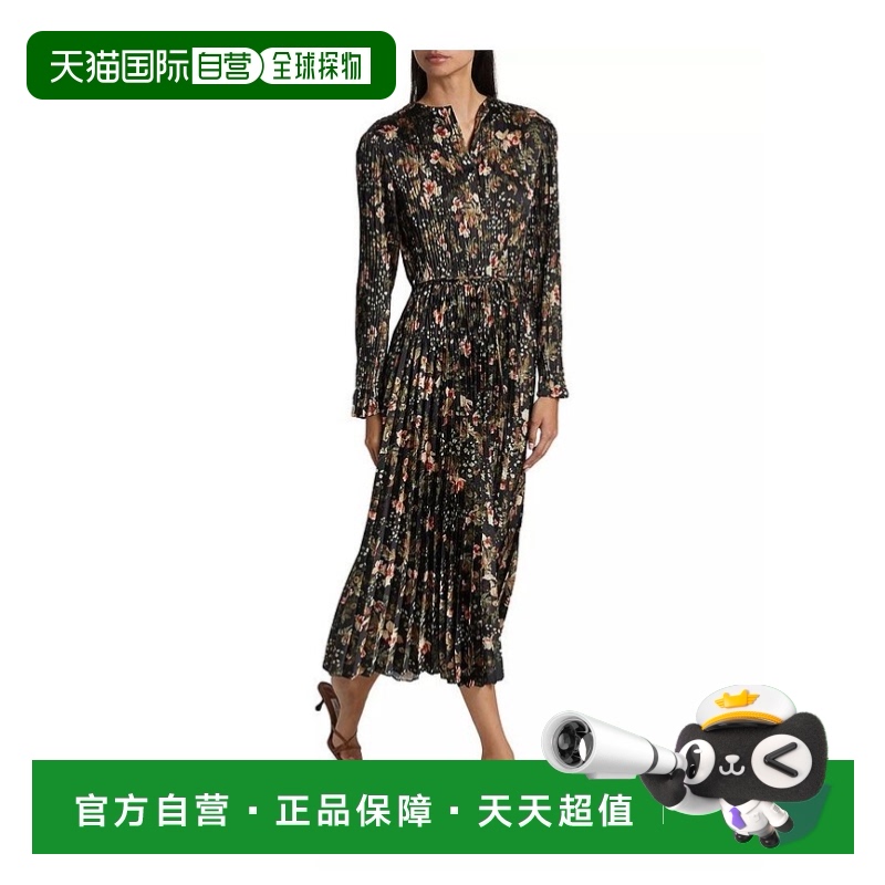 1h可退 【美国直邮】VINCE女士连衣裙圆领长袖中长款修身时尚 优