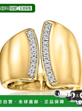 自营 Ross-Simons 18 克拉金镀在纯银上不对称钻石戒指。 - 白色