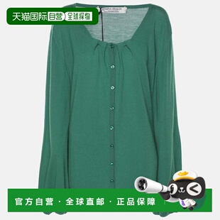 自营Marina Rinaldi Green Cashmere Knit Button Front Sweater