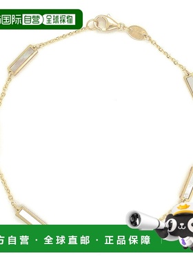 自营 sabrina14K 金 Station Bar 珍珠母贝手链 7 英寸 - 黄金 美