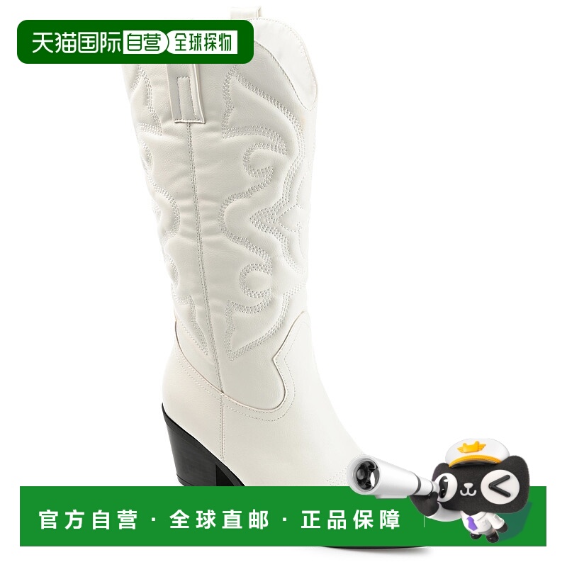自营 journee collectionJournee女式Chantry宽款小腿靴-白色 美