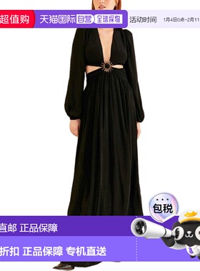 自营FARM Rio Black Cut Out Long Sleeve Maxi Dress - black 美