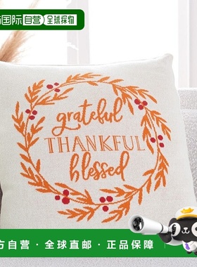 自营 safavieh感恩祝福枕 - 橙色/自然色/红色 美国奥莱直发