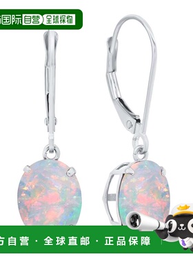 自营max + stone14k白金8x 10mm椭圆形宝石吊坠耳环-created opal