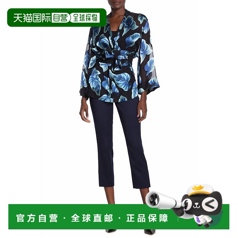 自营alice + oliviaCadence Mid Rise Blue Ankle Crop Slits Pan