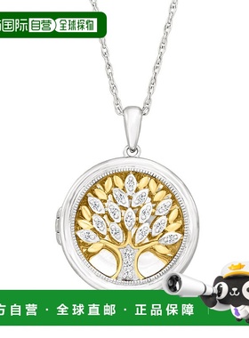 自营Ross-Simons 2 色纯银钻石生命之树小盒吊坠项链 - 18 英寸