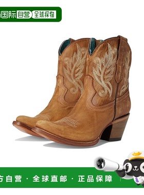 1h可退 【美国直邮】Corral A4218 女士时装靴 真皮高跟靴 金色刺