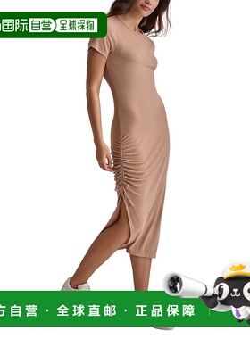 自营 Dkny Sports Bodycon Midi连衣裙女式Praline夜间服装FTS664