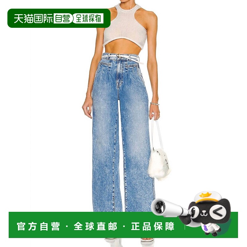 自营 grlfrnd摩根在河滨穿着高腰阔腿牛仔裤 美国奥莱直发直筒裤