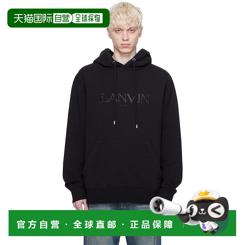 1h可退 香港直邮潮奢 Lanvin 朗雯 男士 黑色 Loose-Fitting 连帽