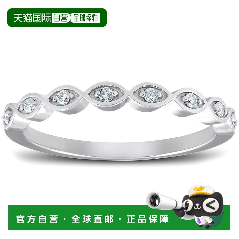 自营 pompeii3POMPEII 钻石结婚戒指女式可叠戴 10k 白金周年纪念