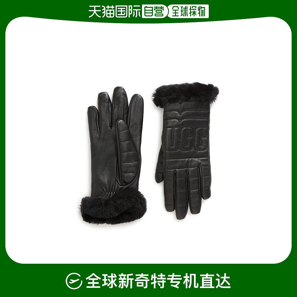 【美国直邮】ugg logo quilted leather genuine shearling glove