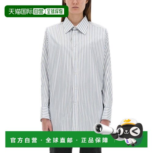自营maison margielaStriped Cotton Shirt - blue 美国奥莱直发